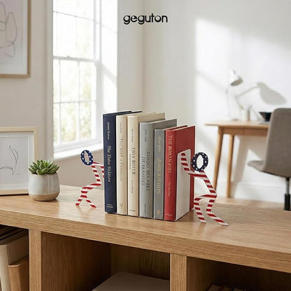 Geguton Liam Patriot Bookend – Steel Epoxy-Coated – Decorative Book Support Pair for Living Room, Home Office or Gift