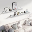Muzilife 35.4 Inch Large Floating Shelves - Set of 2 Rustic Wood Floating Shelves - Wall Mounted Long Picture Ledge for Bathroom, Bedroom, Living Room, White, U Shape