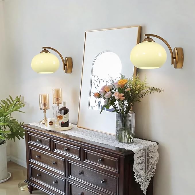 Vintage Green Glass Wall Sconce Brass Gold Wall Light Fixture Hardwired Mid Century Modern Bathroom Vanity Light Fixture