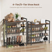 5 Tier Shoe Rack for Entryway, Metal Shoe Rack Heavy Duty with Wooden Top & Adjustable Mesh Shelves, Shoe Storage Organizer for Front Door Entrance/Closet/Bedroom/Dorm/Garage