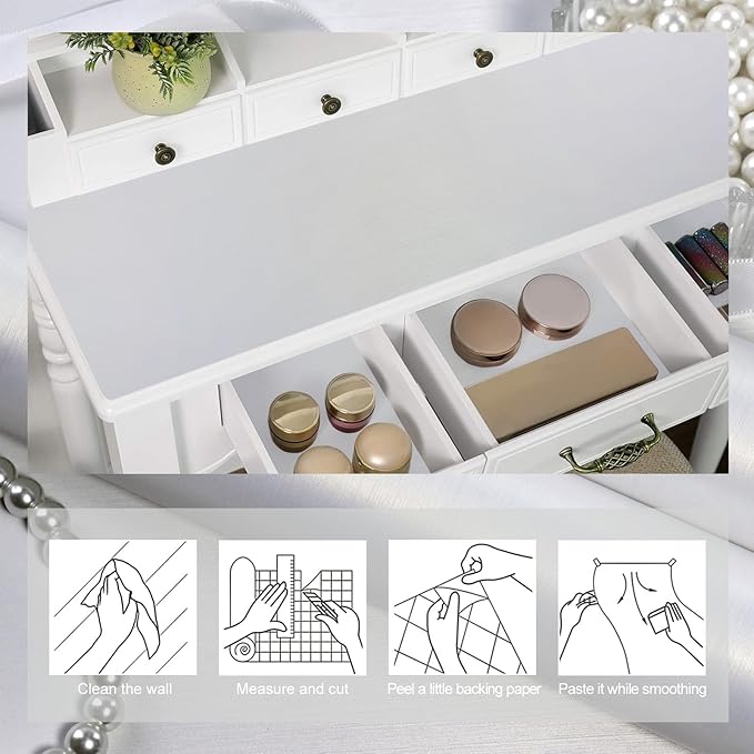 Pearl White Peel and Stick Wallpaper 15.7"×394" Metallic Textured Contact Paper Modern Waterproof Wallpapers Removable Self Adhesive Vinyl DIY Decor Wall Paper for Bedroom kitchen Cabinets Fridge