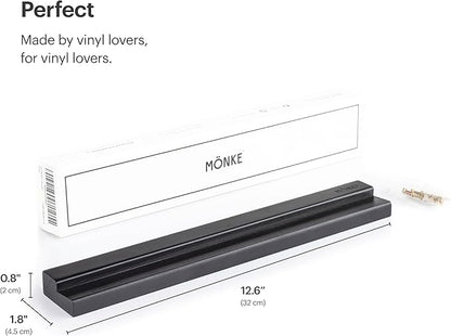 Vinyl Record Wall Mount - an Elegant Display Ledge Made from Solid Wood - This Vinyl Record Shelf Will Hold Records of Any Size (Black)