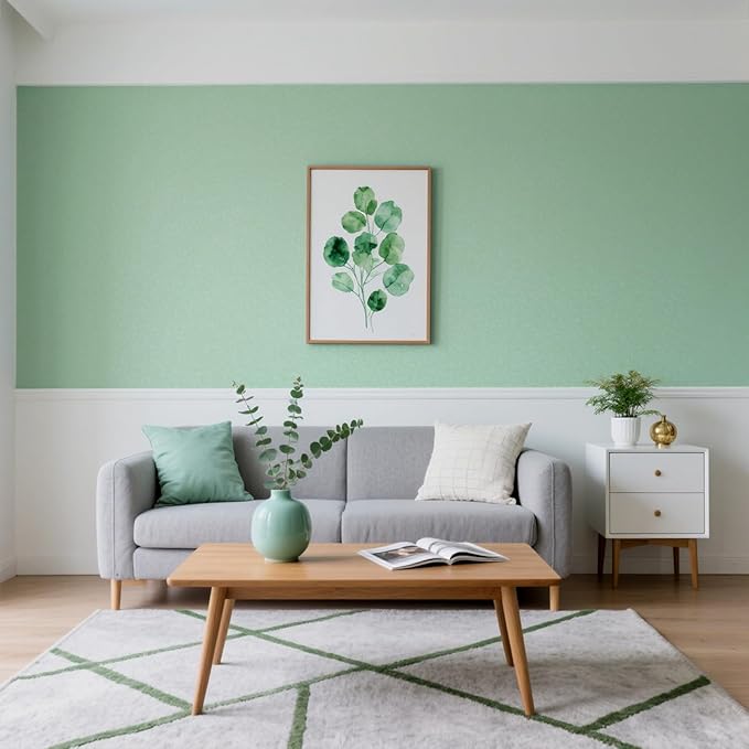 Yancorp 16"x120" Matte Green Contact Papaer Peel and Stick Wallpaper Vinyl Wrap Countertop Wallpapers Waterproof for Cabinets Drawers Bedroom Kitchen Self-Adhesive Wallpaper
