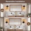Boho Rattan Wall Sconces Set of 2 - Vanity Lights for Bathroom Farmhouse Wall Light Fixtures with Rotary Switch - Black Indoor Wall Mount Lighting Rustic Lamp for Bedroom Living Room Hallway