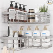 Corner Shower Caddy - 2 Pack, Adhesive Shower Organizers, Rustproof Stainless Steel Shower Shelves with 8 Hooks, No Drilling Bathroom Organizers and Storage Racks, Space-Saving, Silver, X-Large