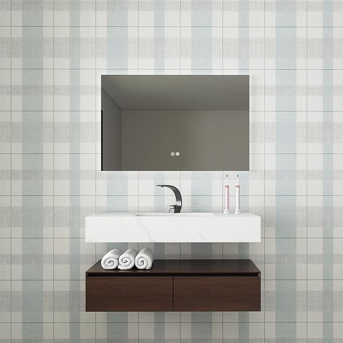 Timeet Modern Peel and Stick Wallpaper Wallpaper Blue Gray Boho Contact Paper Waterproof Self Adhesive Removable Textured Wall Paper for Bedroom Bathroom Cabinets Wall Decor Vinyl 17.3" x 200"