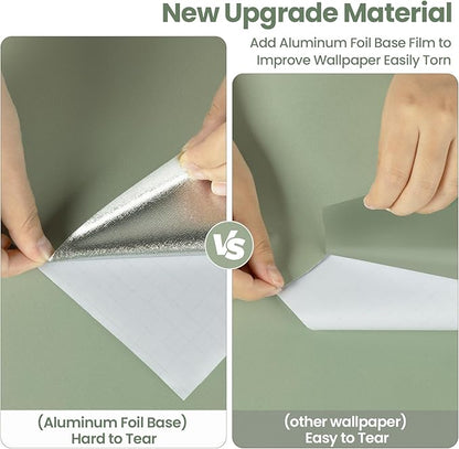 practicalWs Sage Green Wallpaper Stick and Peel Green Contact Paper 17.7'' x 118.1'' Removable Wallpaper Self-Adhesive Vinyl Solid Wall Paper for Bedroom Kitchen Cabinets