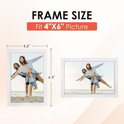 FIXSMITH 4x6 Picture Frame, White Photo Frames with HD Plexiglass for Wall Hanging or Tabletop Display, 2 Pack
