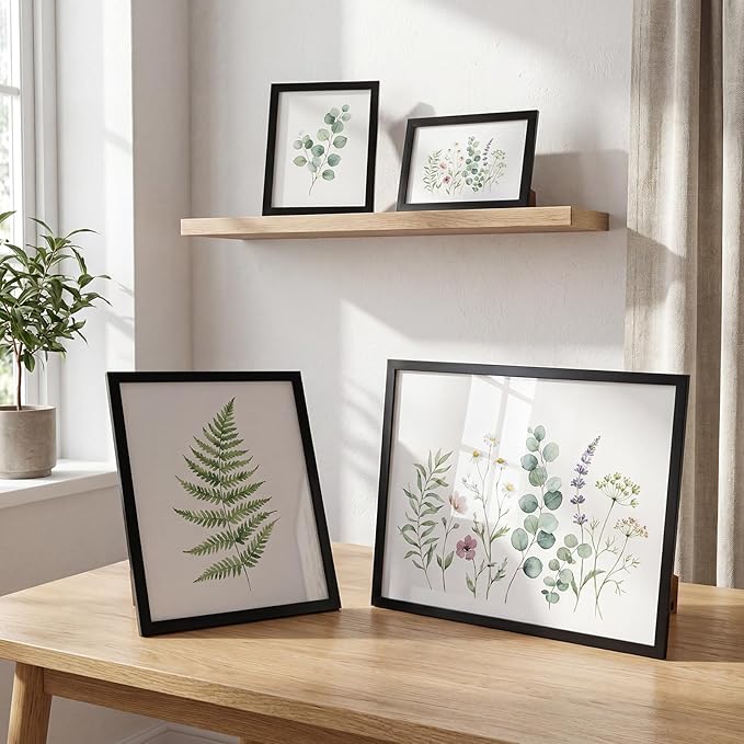 Hoikwo Multi Pack Set of Black Picture Frames, Six 4x6 Six 5x7 Four 8x10 Two 11x14 for Home Wall Display