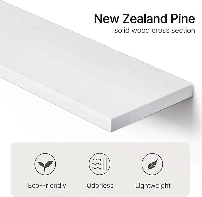 Vailando Floating Shelves for Wall, Set of 3 Solid Wood Wall Mounted Shelves, 23.6