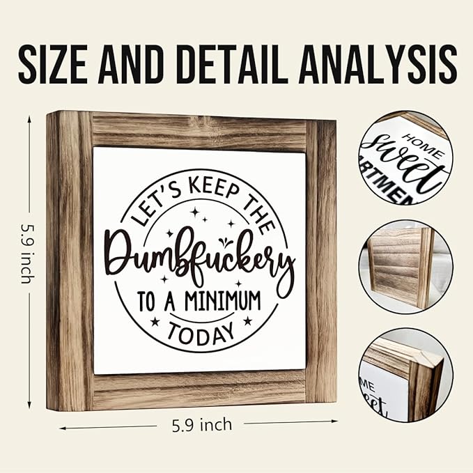 Office Decor Signs, Let's Keep the Dumbfuckery to A Minimum Today Sign, Box Sign Wood Desk Sign Decor, Rustic Tabletop Decor, Humorous Office Decor, Home Office Decor, Funny Coworker Gift