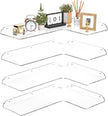 11.4x16 Inch Acrylic Corner Floating Shelf Set of 4, Clear Corner Wall Shelf for Home Décor, Speakers, Security Cameras, Toileries, Plants, Figures, Cosmetics, Books