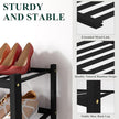 Smiry Bamboo Shoe Rack for Closet, 5 Tier Long Wooden Stackable Shoe Organizer, Free Standing Shoes Storage Shelf for Entryway, Front Door Entrance, Black
