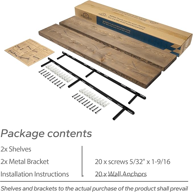 BGMG Floating Shelves 54 inch Long, Distressed Rustic Wooden Wall Shelves for Bathroom Living Room Bedroom Kitchen Farmhouse Set of 2-54x6.7x1.75 inch-Distressed Walnut