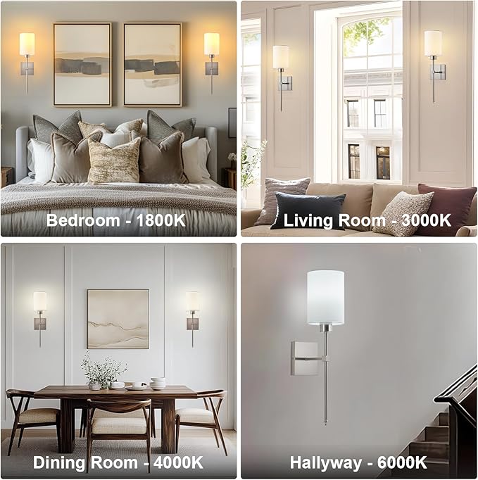 Battery Operated Wall Sconce Set of Two, Wireless Rechargeable Wall Light with Remote Control, Dimmable, 4 Color Temperatures, RGB, Timer, for Living Room,Bedroom,Entryway, Nickel, 20.6 Inch