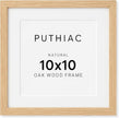 puthiac 10x10 Solid Oak Wood Picture Frame, Fits 6x6 with Mat or 10x10 Without Mat, Wall Display Only, Plexi Front, 1 Pack, Natural Oak