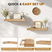 24x6.8x2 Inch Rustic Floating Shelves for Wall Set of 2 - Oak Solid Wood Wall Mounted Shelves with Invisible Bracket, Extended Design for Farmhouse Living Room Bedroom Kitchen Decor