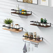 AGM Floating Shelves, 16.5 Bathroom Floating Shelf Set of 2, Carbonized Black Wall Storage Shelf with Towel Bar, Wall Mounted Shelves for Plants, Book, Bedroom, Kitchen, Living Room Decoration