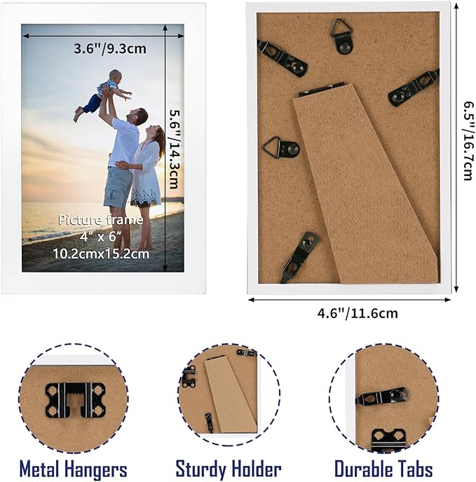 Hoikwo 18 Packs 4x6 White Multi Plastic Picture Frames Set with Plastic Cover for Family Photos, Artwork, Light Weight Bulk 4 by 6 Frames Pack for Wall Hanging and Table, Stylish Picture Frames