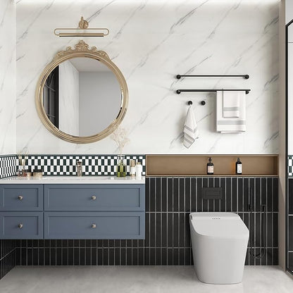 JSEVEM 48"×79" Extra Wide Thick White and Grey Marble Wallpaper Peel Stick (Sample) Waterproof White Gray Marble Contact Paper Vinyl Glossy Adhesive Granite Tile Sticker for Kitchen Table Countertops