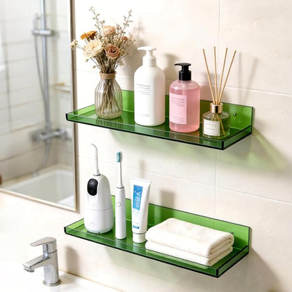 Floating Shelves for Wall Acrylic Wall Shelves for Bedroom Bathroom Living Room Kitchen 16.5X5.5'', Pack of 2, Turquoise Green