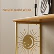 Floating Nightstand Wall Mounted - Natural Solid Wood Night Stand, Bedside Table 2 Tier Shelf, Modern Metal Celestial Side Floating Shelves Decor for Living Room Bedroom