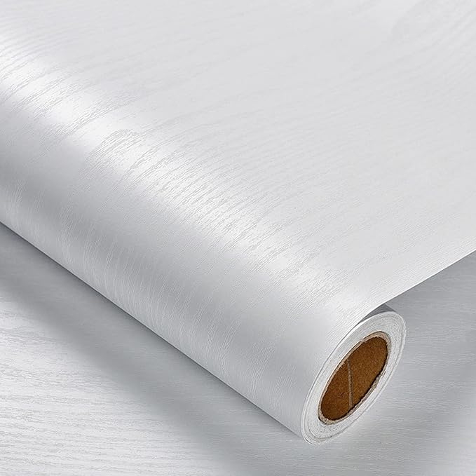Heroad Peel and Stick Wallpaper 17.5" x 393" Wood Contact Paper Wood Wallpaper White Wood Grain Contact Paper Thicken Textured for Cabinets and Drawers Countertops Waterproof Self Adhesive Vinyl