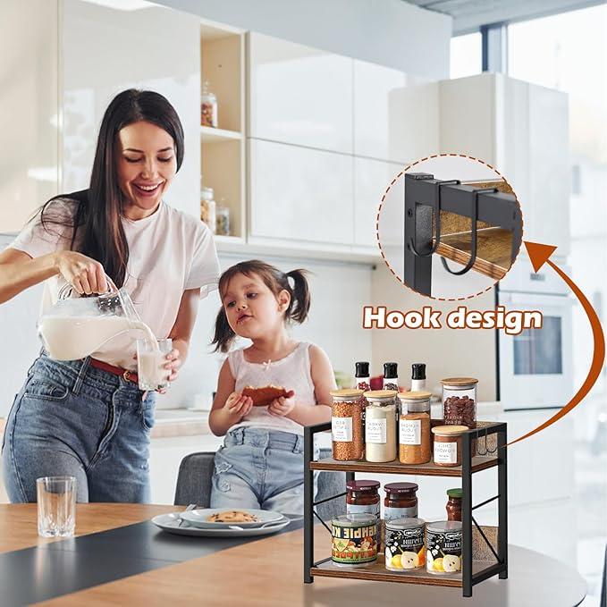 2 Tier Kitchen Counter Shelf Organizer, Coffee Bar Station Organizer, Space Saving Spice Rack, Countertop Shelf for Home Countertop Kitchen Office