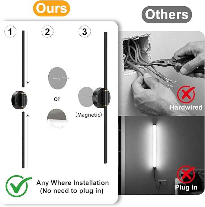 Battery Operated Wall Sconces Set of 2, Dimmable 8000mAh Rechargeable Wall Lights, LED Wall Lamp with Remote Control
