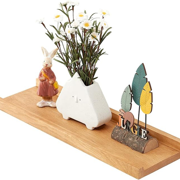 Oak Floating Shelves for Wall 20 Inch (Upgrade Width 6"), Natural Wood Wall Shelves Display Picture Ledge Shelf for Living Room Bedroom Bathroom Kitchen Office Decor and Storage