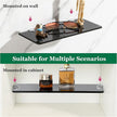 SAYAYO Glass Floating Shelves for Wall, Tempered Glass Shelves for Bathroom, Living Room, Bedroom, Office, Toilet, Kitchen Decor, 12Inch Set of 3, Black