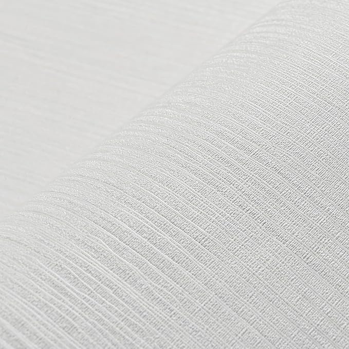 Haimin Grasscloth Textured Wallpaper 24in X 393in Fabric Contact Paper White Wall Paper Linen Peel and Stick Self-Adhesive Thick Vinyl Embossed Film Wallpaper (White)