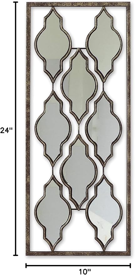 All American Collection New Aluminum/Metal Wall Decor with Frame 10"x24" (Moroccan Mirrors)
