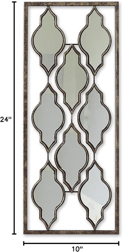 All American Collection New Aluminum/Metal Wall Decor with Frame 10"x24" (Moroccan Mirrors)