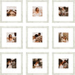 8x8 Picture Frame Set of 9, Display Pictures 4x4 with Mat or 8x8 without Mat, Multi Collage Gallery Square Photo Frames for Wall or Tabletop, Distressed White