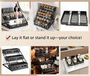 Bokelai Spice Rack for Countertop 3 Tier Foldable Seasoning Organizer Jars Storage Holder Step Shelf for Cabinet Kitchen Black