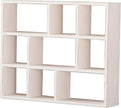 SOFE Small White Shadow Box with Shelves, Wall Shelving Unit 9-Compartments, Freestanding or Wall Mounted Curio Cabinet, Knick Knack Display Shelf, Wood Floating Cube Shelves for Walls, Collectibles