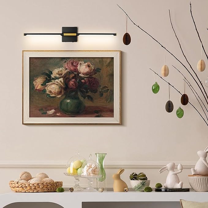 28 In Wall Sconces Set of 2 Battery Operated,10000mAh Black Gold LED Wireless USB Rechargeable Wall Light with Remote Control,360° Rotation LED Dimmable Picture Lamp for Hallway Living Room