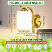 Wall Sconces Lights Lamp for Bedroom Bathroom, Modern Vanity Light Fixtures, Gold Farmhouse Wall Mount Lighting Lanterns with Glass Shade for Living Room Mirror Hallway Kitchen