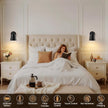 Black Battery Operated Wall Sconces Set of Two with Remote, Rechargeable Battery Powered Wall Lights, 3 Color Temperature, Dimmable, Modern Wireless Wall Lamps for Bedroom Living Room Hallway