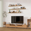 Heimlove Picture Ledge Shelf,48 inch Long Floating Shelves for Wall Set of 2,Picture Shelf with Lip for Wall Decor,Living Room,Bedroom,Bookshelf,Nursery,Perfume,Oak Color