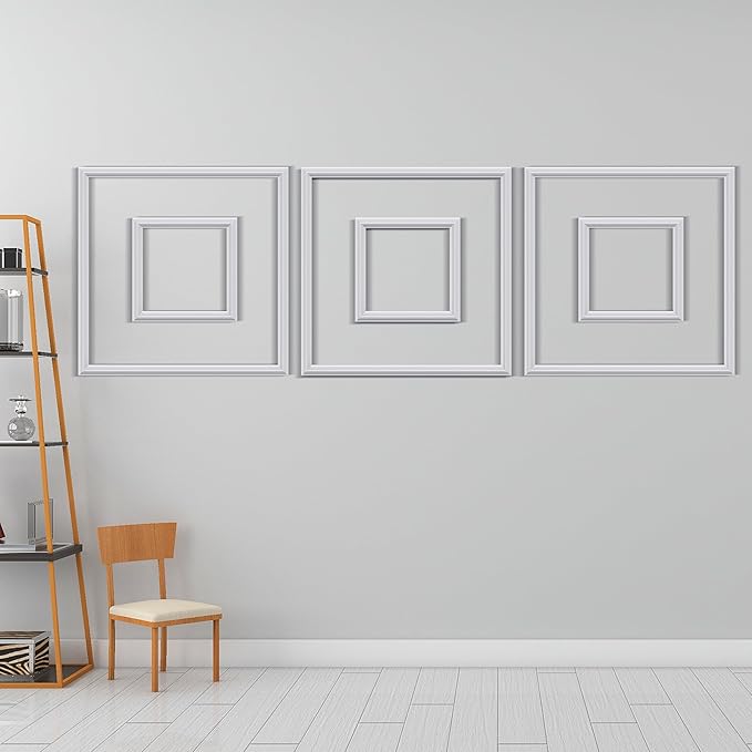3 PCS Premade Wainscoting Panels Accent Wall Panels For Interior Wall Decor Easy DIY Build And Batten Chair Rail & Picture Frame Door Decor (20 x 20 + 10 x 10in)