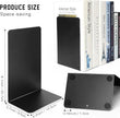 VONDERSO Metal Bookends Black, 2 Pairs Decorative Metal Book End Supports for Shelves Gauge Book Divider Stopper Holders with Non-Slip Anti-Scratch Rubber Pads