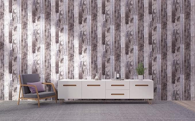 Yun-aeon Gray Wood Peel and Stick Wallpaper 17.3