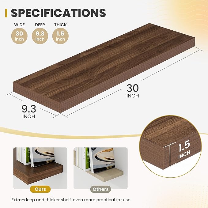 30 Inch Floating Shelves, 9.3