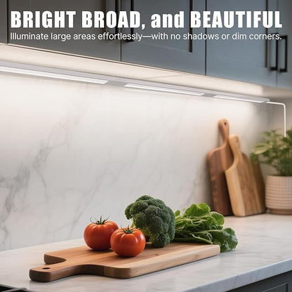 3 Pack Plug in Under Cabinet Lighting for Kitchen, 6500k Bright Under Counter Lights for Shelf/Workbench/Bookshelf/Over Sink, 14inch Linkable 110V LED Light Bar