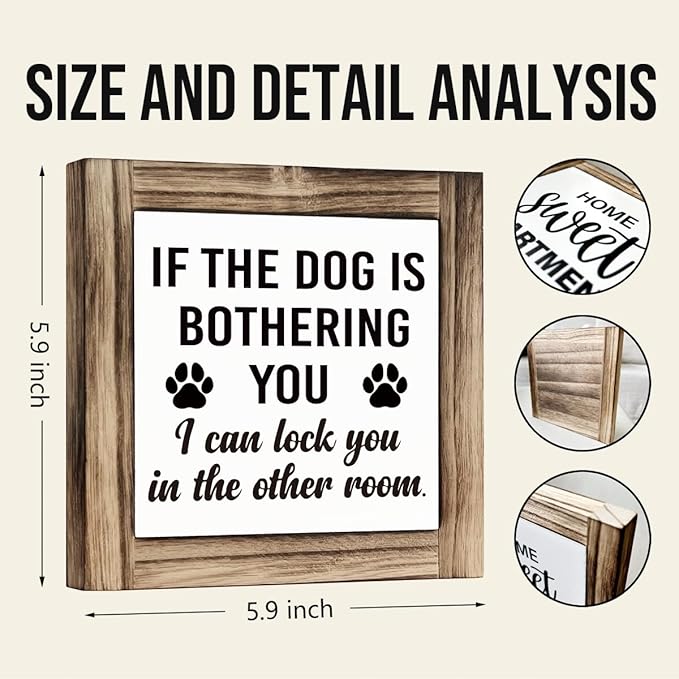 Funny Dog Sign - If Bothering Lock Other Room, Box Sign for Wood Desk, Funny Home Decor, Farmhouse Decor, Pet Gift