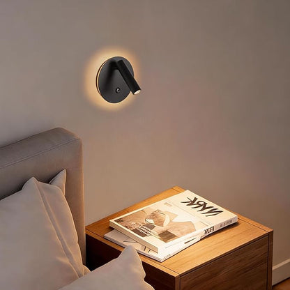 Aisilan Modern Dimmable LED Wall Sconce, 6W Adjustable Angle Bedside Wall Lamp with Touch Switch, Hardwired Indoor Wall Light for Bedroom, Living Room & Hallway