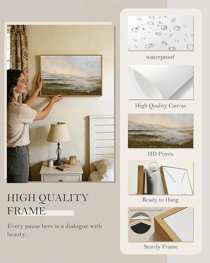 SHENIFY Landscape Framed Canvas Wall Art 16x24in Large Vintage Dusk in The Forest Classic Paints Farmhouse Bathroom Office Decor - Natural Framed