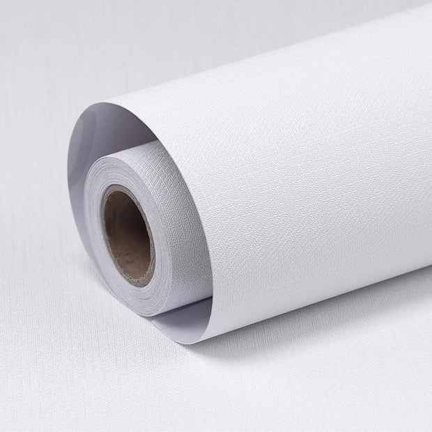 Amiya White Peel and Stick Wallpaper Solid Color Textured Contact Paper Pure White Self Adhesive Wallpaper Matte Removable Wall Paper Decorative Walls Decal Vinyl Roll A Set of15.7×480"